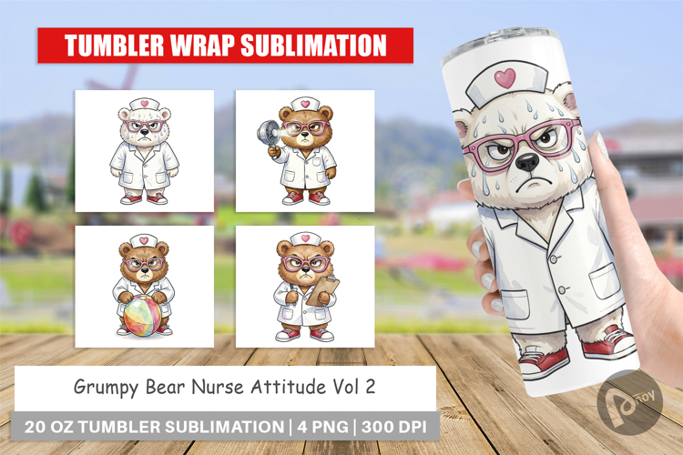 Grumpy Bear Nurse Attitude Tumbler