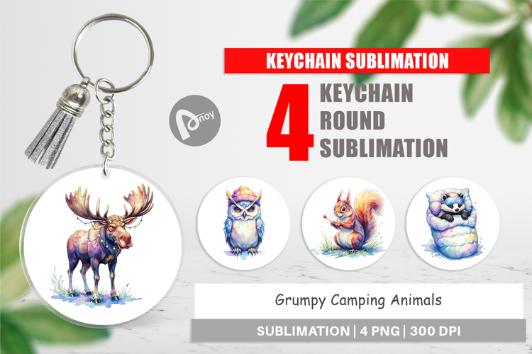 Grumpy Camping Animals Keychain