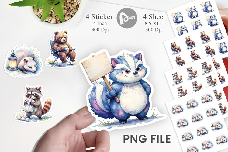 Grumpy Camping Animals Sticker