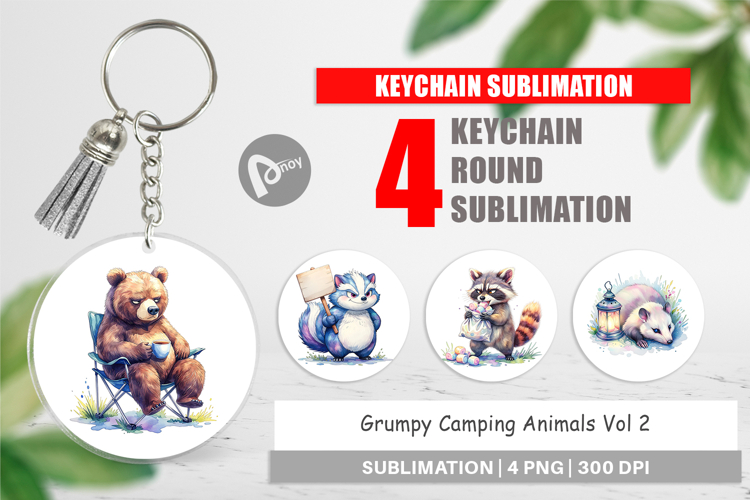 Grumpy Camping Animals Keychain