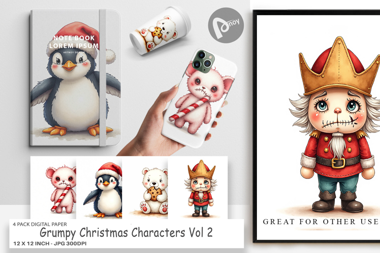 Grumpy Christmas Digital Paper