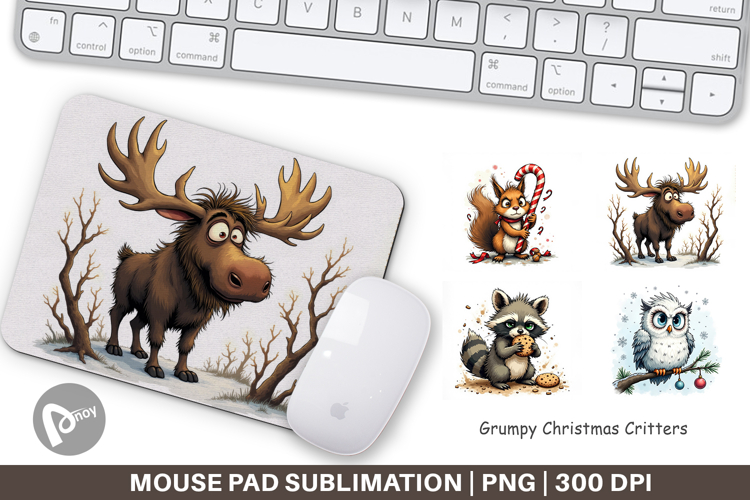 Mouse Pad Grumpy Christmas Critters