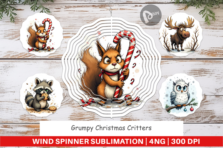 Wind Spinner Grumpy Christmas Critters