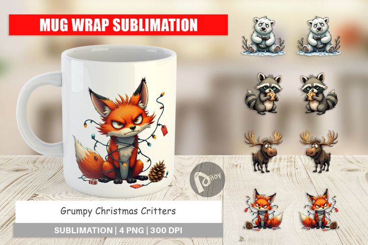 Mug Wrap Grumpy Christmas Critters