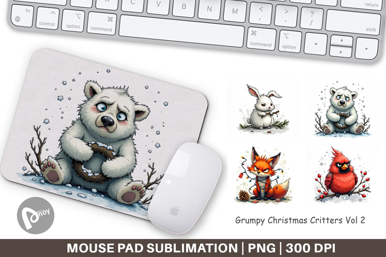 Mouse Pad Grumpy Christmas Critters