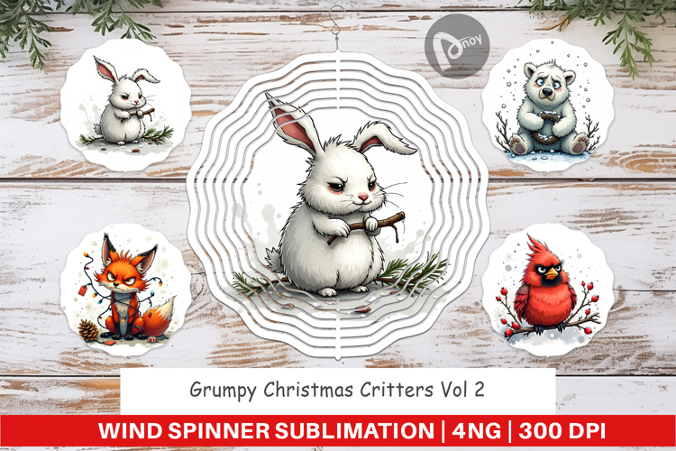 Wind Spinner Grumpy Christmas Critters