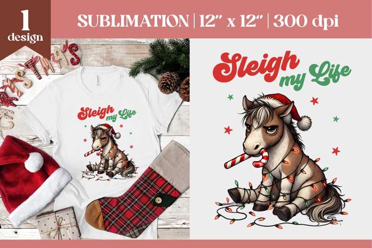 Sarcastic Quotes Grumpy Christmas Horse Sublimation