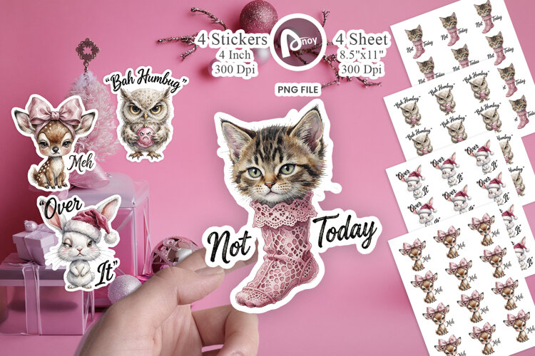 Grumpy Coquette Holiday Animals Sticker example image 1