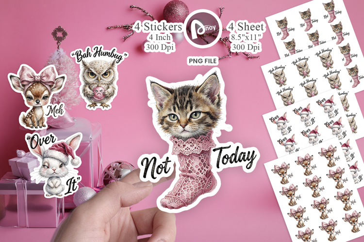 Grumpy Coquette Holiday Animals Sticker