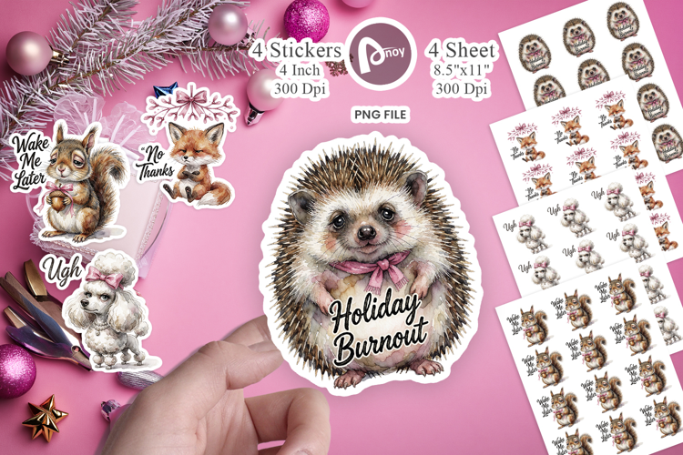 Grumpy Coquette Holiday Animals Sticker