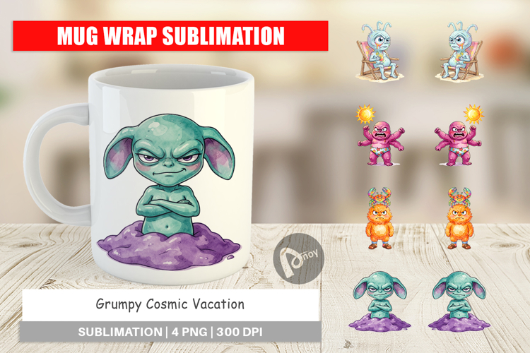 Grumpy Cosmic Vacation Mug Wrap