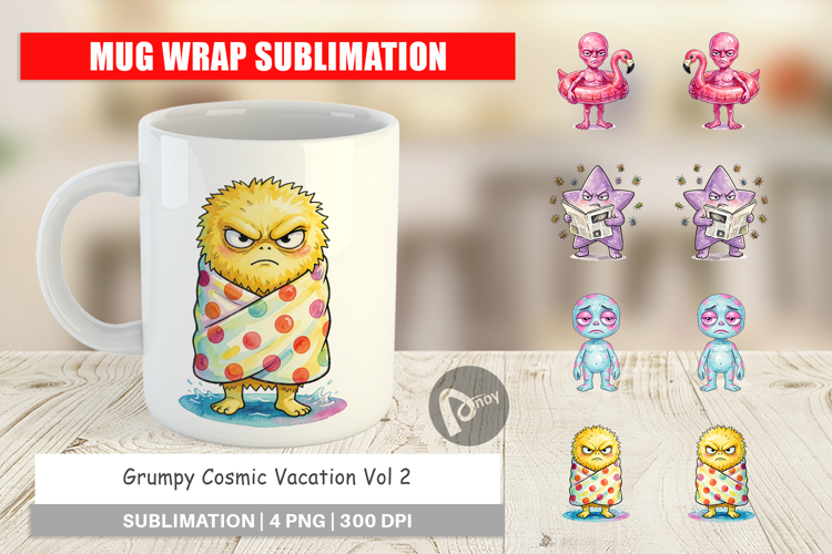 Grumpy Cosmic Vacation Mug Wrap