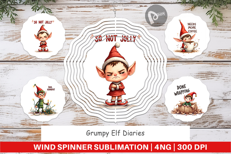 Grumpy Elf Diaries Wind Spinner