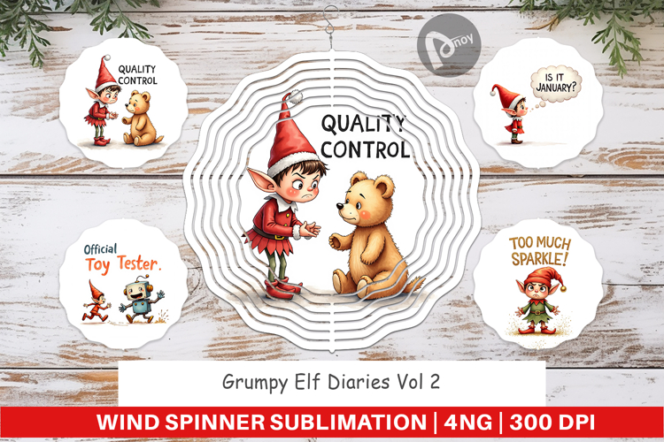 Grumpy Elf Diaries Wind Spinner