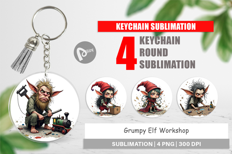 Keychain Grumpy Elf Workshop