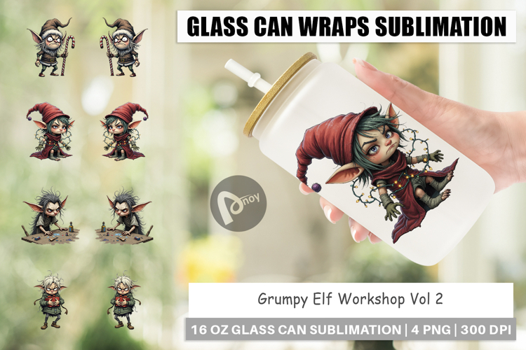 Glass Can Grumpy Elf Workshop