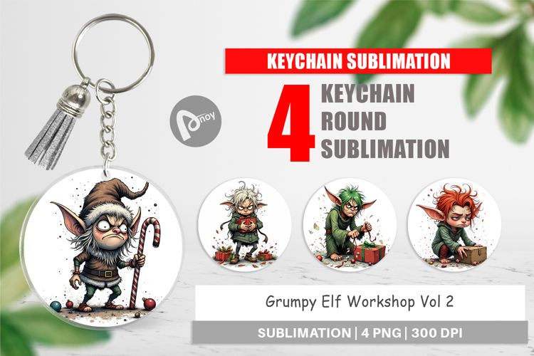 Keychain Grumpy Elf Workshop