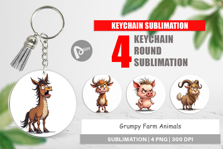 Keychain Grumpy Farm Animals
