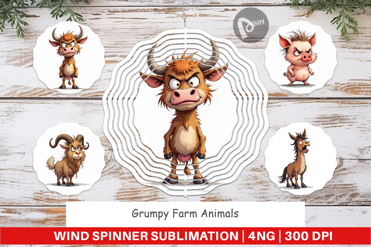 Wind Spinner Grumpy Farm Animals