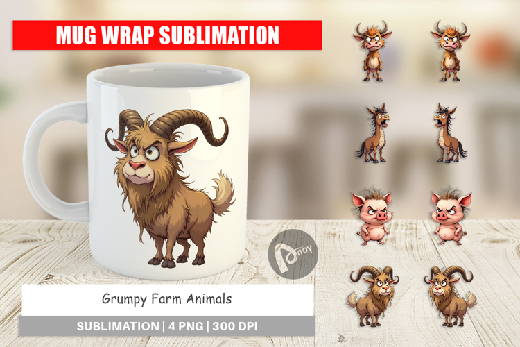 Mug Wrap Grumpy Farm Animals