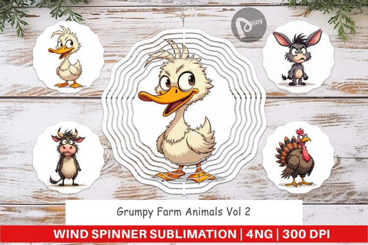 Wind Spinner Grumpy Farm Animals
