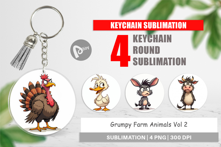 Keychain Grumpy Farm Animals