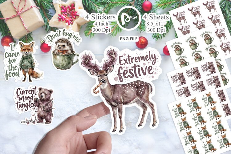 Grumpy Christmas Burnout Sticker example image 1
