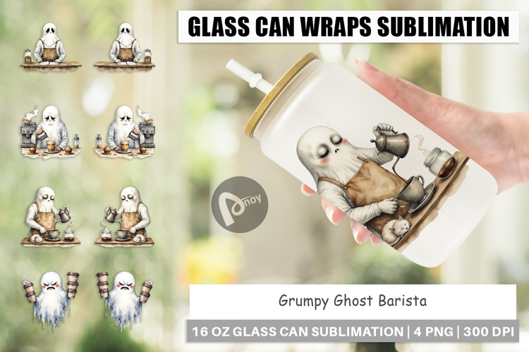 Glass Can Grumpy Ghost Barista