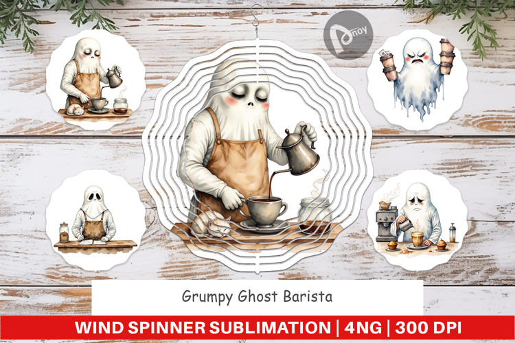 Wind Spinner Grumpy Ghost Barista