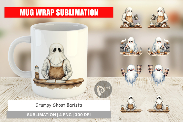 Mug Wrap Grumpy Ghost Barista