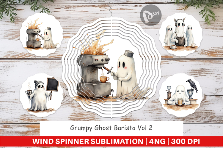 Wind Spinner Grumpy Ghost Barista