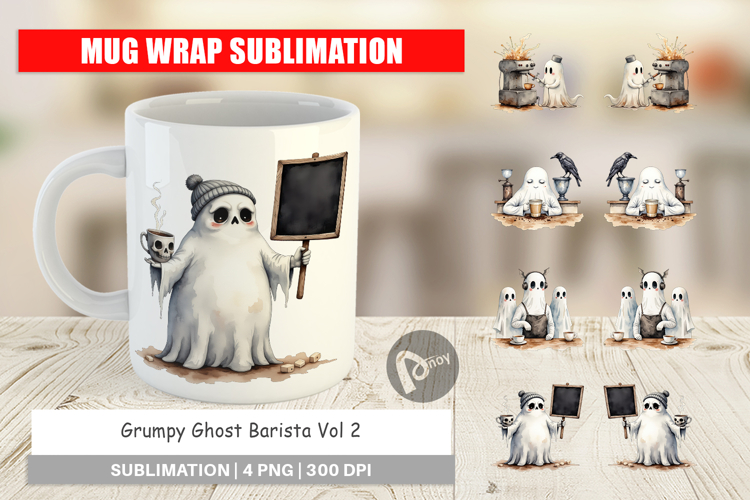 Mug Wrap Grumpy Ghost Barista