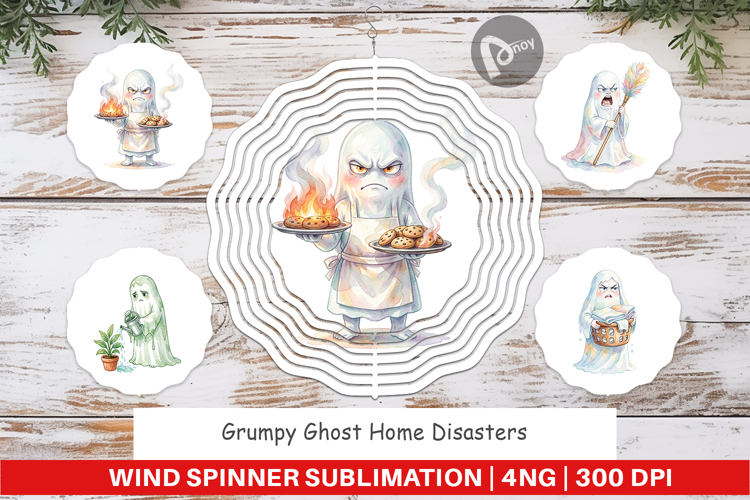 Grumpy Ghost Home Disasters Wind Spinner