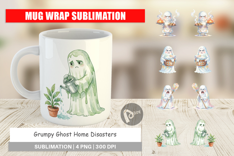 Grumpy Ghost Home Disasters Mug Wrap