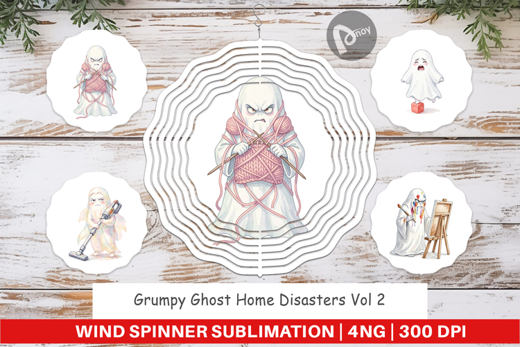Grumpy Ghost Home Disasters Wind Spinner