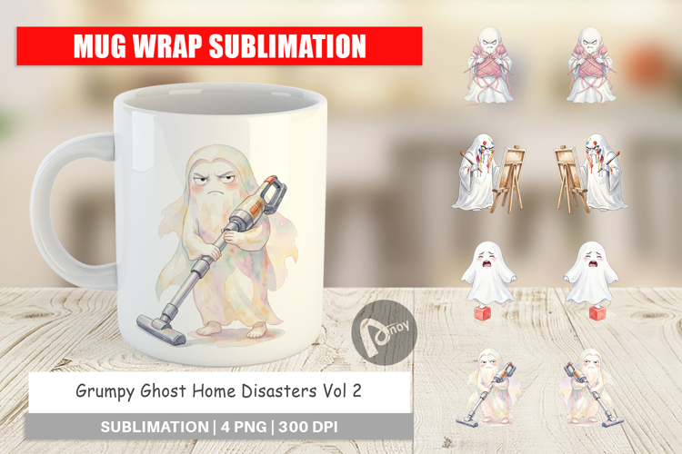 Grumpy Ghost Home Disasters Mug Wrap