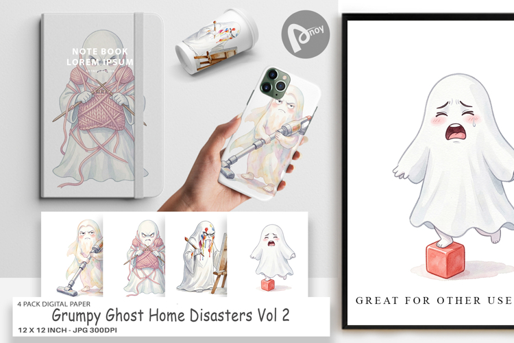 Grumpy Ghost Home Disasters Digital Paper