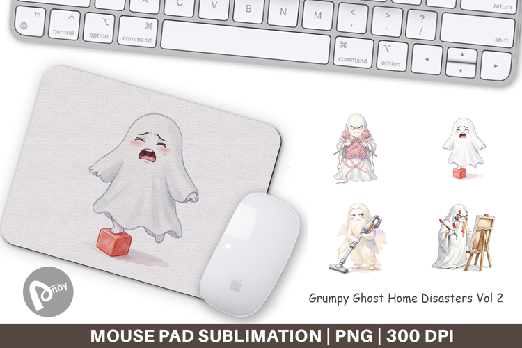 Grumpy Ghost Home Disasters Mouse Pad