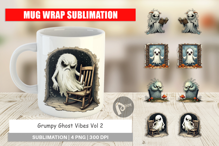 Mug Wrap Grumpy Ghost