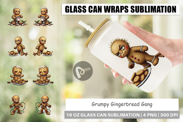 Glass Can Grumpy Gingerbread Gang