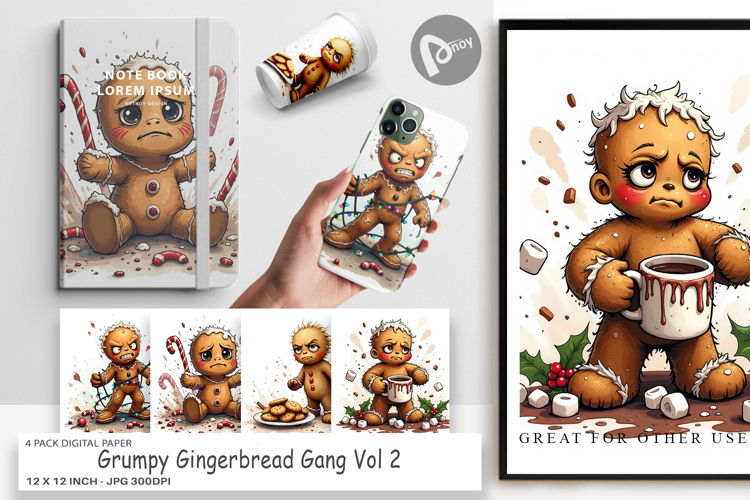 Digital Paper Grumpy Gingerbread Gang