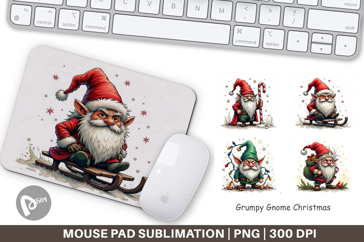 Mouse Pad Grumpy Gnome Christmas