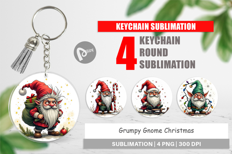 Keychain Grumpy Gnome Christmas