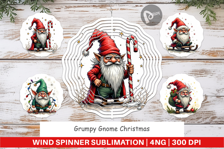 Wind Spinner Grumpy Gnome Christmas