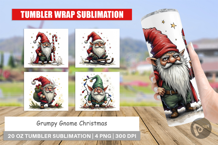 Tumbler Grumpy Gnome Christmas