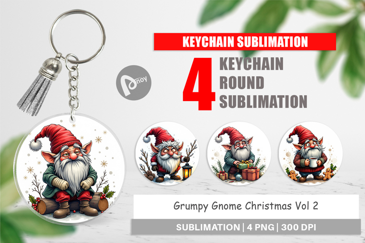 Keychain Grumpy Gnome Christmas