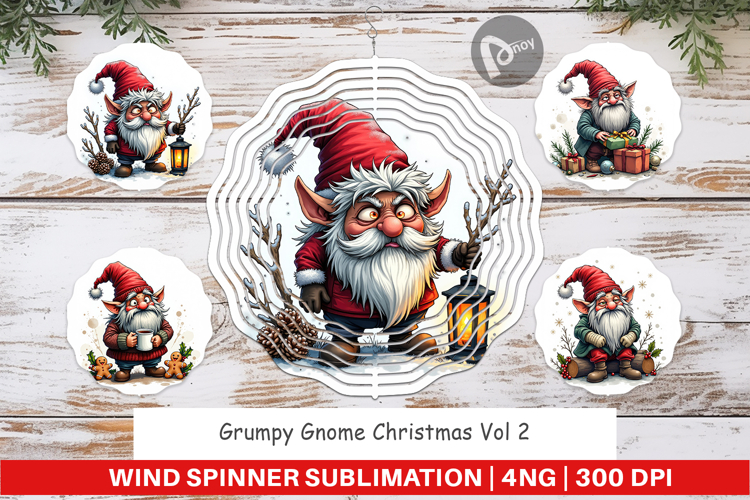 Wind Spinner Grumpy Gnome Christmas