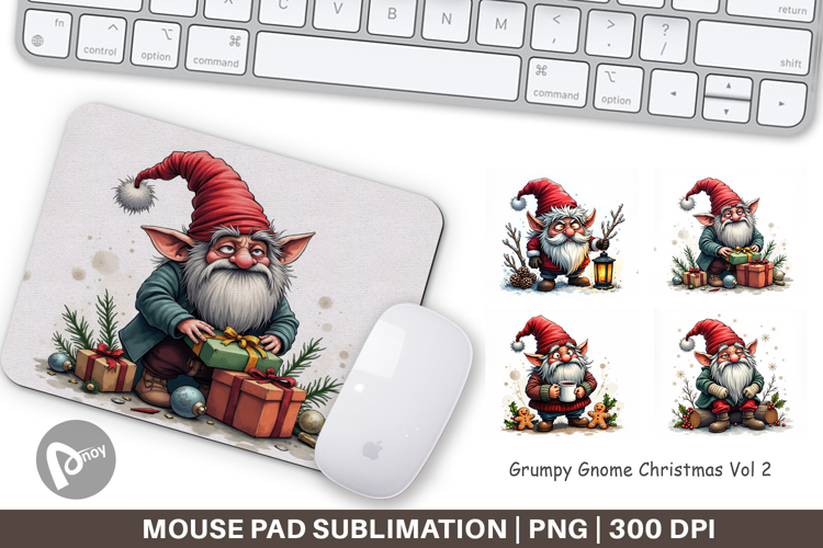 Mouse Pad Grumpy Gnome Christmas