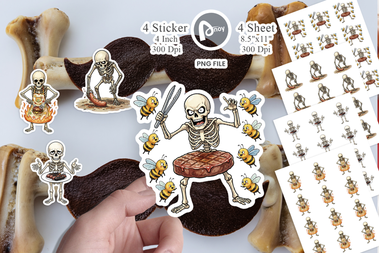 Grumpy Grill Dad Bone Sticker