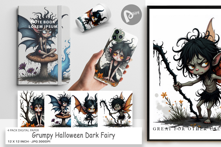 Digital Paper Grumpy Dark Fairy